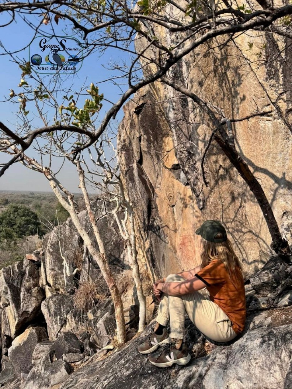 Hiking above on the Savuti rock paintings